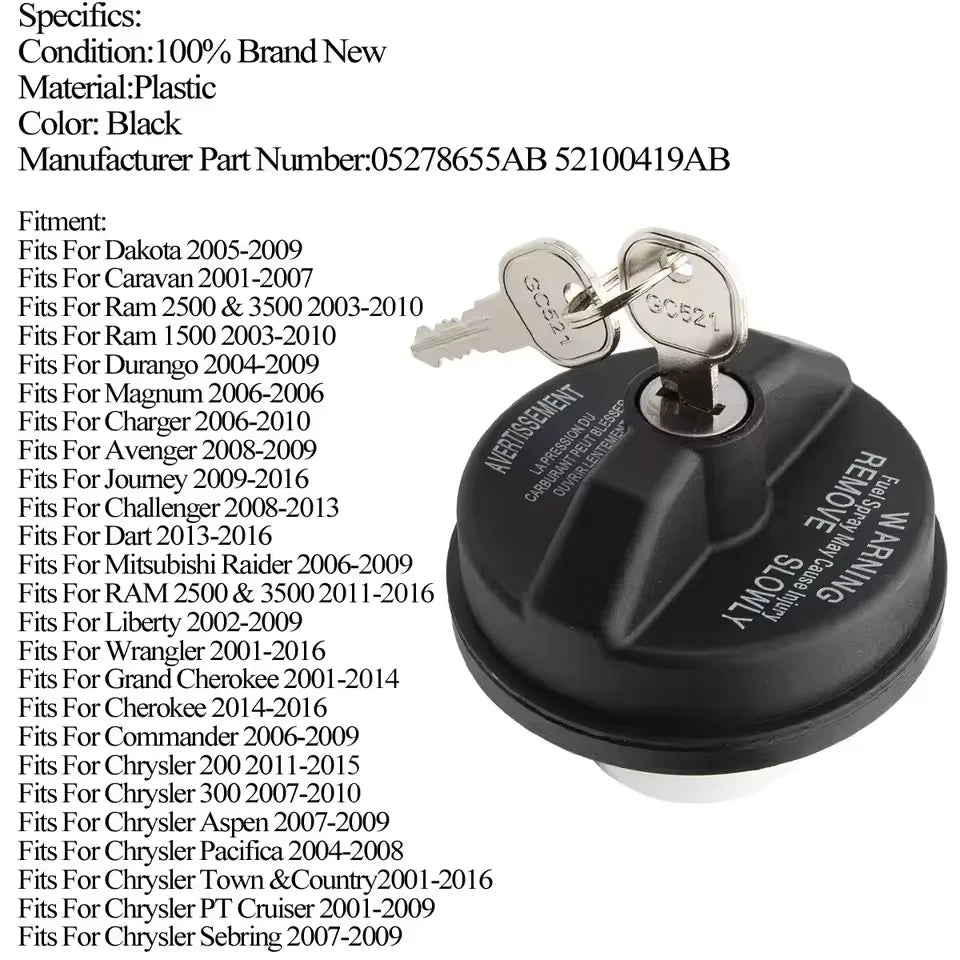 FuelGuard™ Locking Gas Cap for Chrsyler & Jeep – Keep Your Petrol Safe